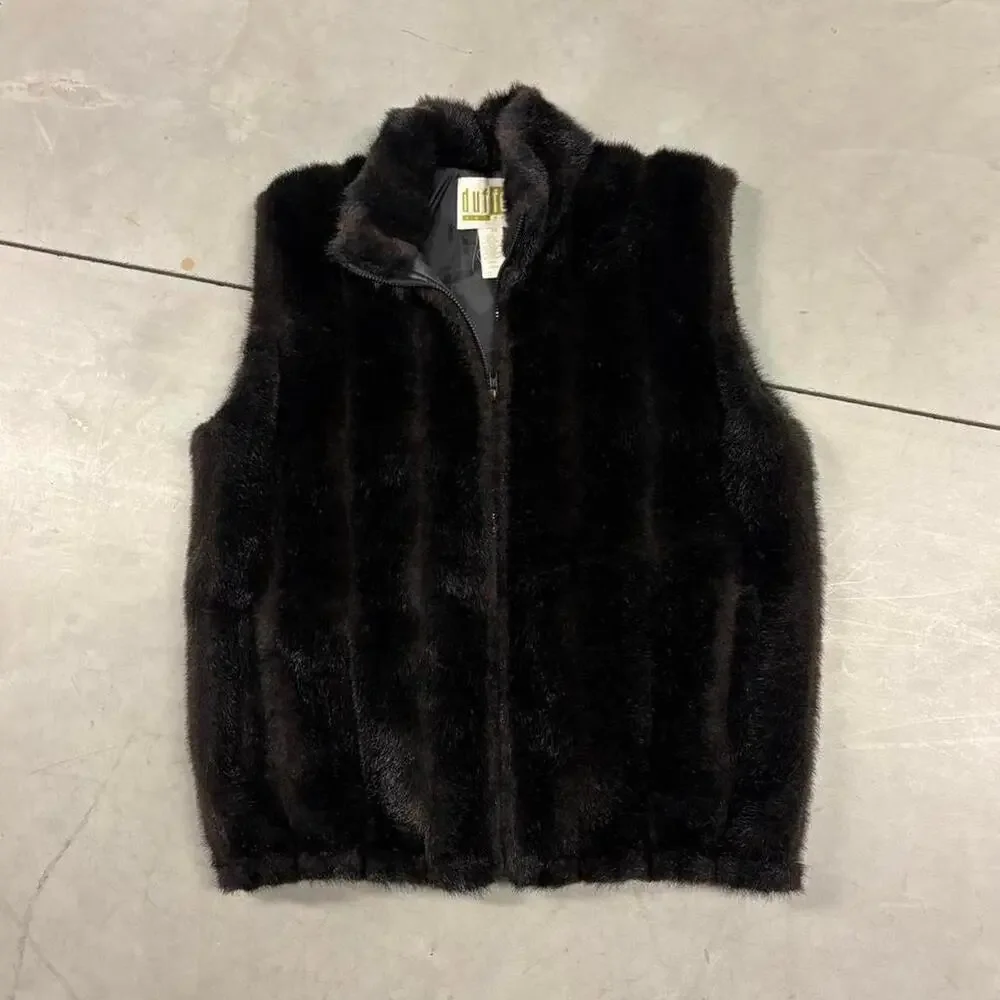 y2k vintage brown earthtone faux fur vest